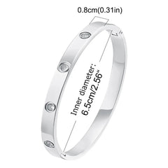 Vnox Waterproof Luxury Bangles Round Zircon For Women,Stainless Steel Classic Wrist Bracelets,Hand Jewelry Mother's Day Card