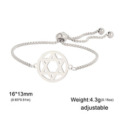Skyrim Star of David Map Charm Bracelet Women Men Stainless Steel Adjustable Box Chain Bracelets Jewish Jewelry Gift Wholesale