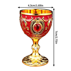1Pc Timeless Embossed Metal Chalice Goblet Vintage Wine Champagne Liqueur Cup Perfect For Bars Restaurants Home Decor.