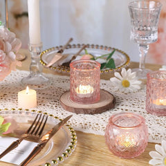 6/12Pcs Blue Votive Candle Holders Glass Candlestick for Party Decoration Tea Lights Candle Holders for Wedding Home Table Decor