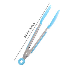 Silicone BBQ Grilling Tong Kitchen Cooking Salad Bread Serving Tong Non-Stick Barbecue Clip Clamp Stainless Steel Tools Gadgets