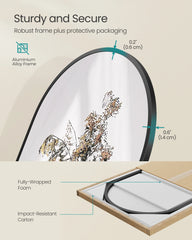 SONGMICS Full Length Mirror, 150 x 40 cm, Arched Floor Mirror with Stand, Aluminium Alloy Frame, Tempered Glass