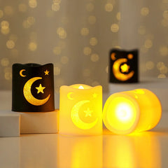 Creative Eid Mubarak Candle Lamp Islamic Ramadan Crescent Moon and Star Night Light Muslim Party Decor Eid Party Supplies