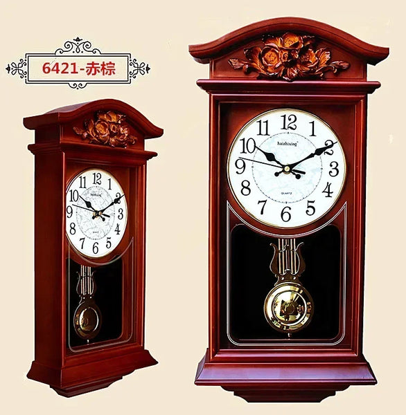 Large 3D Wall Cloc, Vintage European Pendulum Clock, Retro Modern Design Living Room and Farmhouse Decor Home Timepiece