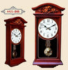 Large 3D Wall Cloc, Vintage European Pendulum Clock, Retro Modern Design Living Room and Farmhouse Decor Home Timepiece - 6421-red Brown