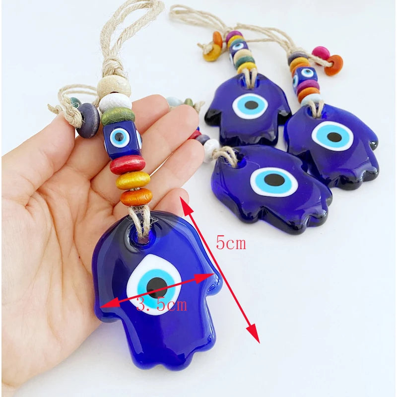Lucky Eye Glass Blue Turkish Evil Eye Pendant Wall Hanging Multi Color Bead Handmade Decoration for Home Living Room Car