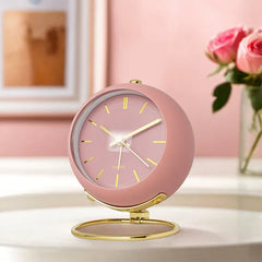 Table Alarm Clocks with Light, Retro Silent Non-Ticking Analog Clock Loud Table Clock for Bedside Office Travel Kids Decoration