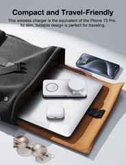 Magnetic 3 in 1 Fast Wireless Charger Stand Foldable Charging Station For iPhone 16 15 14 13 12 Apple Watch 9 8 7 6 Airpods Pro