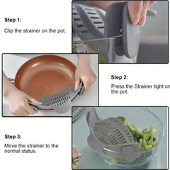 1pc, Strainer, Pot Strainer, Adjustable Clip On Strainer For Pots Pans And Bowls, Kitchen Pot Strainer Cooking Essentials, Kitchen Tools