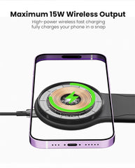 Vyvylabs Magnetic Car Phone Holder 15W Wireless Charger Bendable Car Phone Mount for iPhone 12-18 Stand Dashboard Center Console