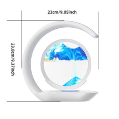 Quicksand Table Lamp USB Wireless Charging Desk Lamp 3D Hourglass Ornaments Sand Painting Night Light for Office Room Decoration