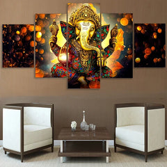 Hindu God Ganesha Elephant Canvas Painting Bedroom 5 Pieces Canvas Poster Living Room Art Prints Wall Pictures Home Decor