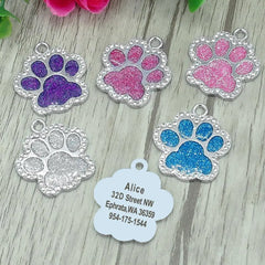 Personalized Dog Cat ID Tag Bling Rhinestone Puppy Kitten Name Tags Anti-lost Pet Collar Accessories Free Engraved Pet Products