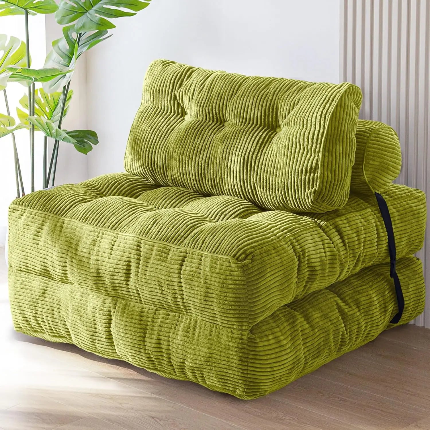 Folding Sofa Bed, Convertible Sleeper Chair with Pillow Foldable Matress, Portable Fold Out Chair Bed Comfy Floor Corner Sofa
 Lounge Living Room Furniture