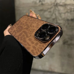 Luxury Leopard Print Phone Case For iPhone 11 12 13 14 15 16 17 Pro Max Plus Air Shockproof Bumber Cases Cover