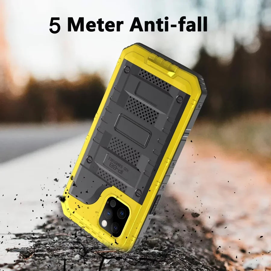Heavy Metal Shockproof Anti-Drop IP68 Waterproof Case For iPhone XS XR 8 7 16e 15 14 Plus 13 12 11 Pro Max Cover Screen Protect