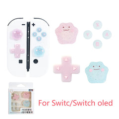 Cute Bling Silicone Soft D-pad Button ABXY Key Sticker Skin Case For Switch 2/NS Oled Joy-con Thumb Stick Grip Cap Cover