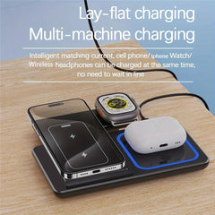 3 in 1 Wireless Charger Stand Pad Foldable Fast Charging Station Dock For iPhone 17 16 15 14 13 12 11 X 8 Apple Watch Airpods