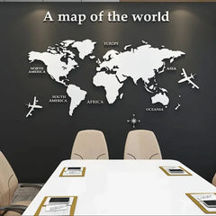 World Map Wall Mirror Stickers DIY 3D Acrylic Wall Stickers Bedroom Office Background Wall Decoration Stickers Large Size