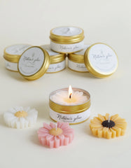 Chamomile Scented Candle Tin, Handmade Soy Wax Flower Candle, Smokeless Aroma Candle for Bedroom Decor, Romantic Gift for Women