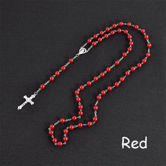 Fashion Vintage Crucifix Virgin Mary Pendant Cross Necklace Jesus Rosary Beads Chain