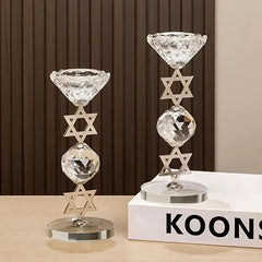 Hexagram Crystal Candle Holder Sacred Geometry Altar Stand for Meditation Yoga Healing Witchcraft Decor