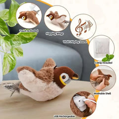 Hot Simulated Bird Cat Toy Interactive Toys Dog Rechargeable Chirping Flapping Bird(no Flying) Touch Activated Plush Pet Toy Pet Shop