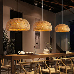 30cm Bamboo Rattan Pendant Lamp – Handwoven E27 Light Home Decor