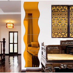 10 Pieces of Wave Combination Mirror Three-dimensional Wall Sticker 3D Mirror Mural Modern Artist Living Room Bedroom Home Decor Mirror Art