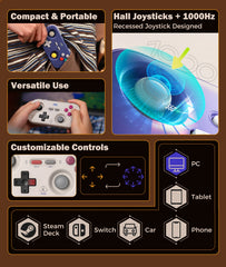 IINE Retro Pocket Chronos Controller Nintendo Layout, Hall Effect Joysticks, 1000Hz Polling Rate,Portable for Switch/PC/Mobile