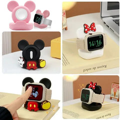 Mickey Mouse Charger Stand Minnie Desktop Holder for Apple Watch 9 8 7 6 5 4 iWatch 3 2 1 SE Cartoon Silicone Charging Base