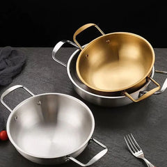 Stainless Steel Saucepan Dry Pots Home Cooking Seafood Rice Pot Paella Pan Picnic Snack Plates Cookware with Handle Kitchen Tools, Cooking Utensils
