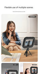 Rechargeable Handheld Ring Light with Adjustable Tripod Stand & Phone Holder. 3 Color Modes (Warm/Cool/Natural) & 10 Brightness