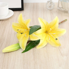 Real Looking 3D Printing Lily Branch  Artificial Flowers White Fake Flowers Flores for Wedding Home Garden Decoration Home Decor, Plants & flowers
