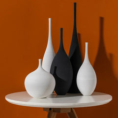 Minimalist Handmade Art Zen Vase Ceramic Decoration Living Room Model Home Decoration Black and White Art Vase Hand Drawing Home Decor