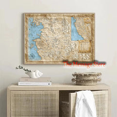 Witcher World Map Continent Locations Wall Art Video Game Gamer Room Decor Poster Canvas Painting Wall Pictures Home Decor Gifts