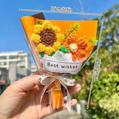 Crochet Knitting Flowers Potted Homemade Crochet Rose Tulip Daisy Office Desktop Ornaments Car Automotive Interior Decoration Home Decor, Plants & flowers