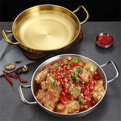 Stainless Steel Saucepan Dry Pots Home Cooking Seafood Rice Pot Paella Pan Picnic Snack Plates Cookware with Handle Kitchen Tools, Cooking Utensils