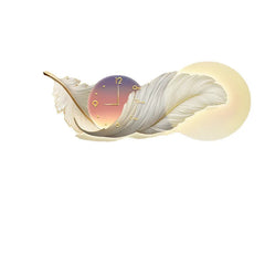 LED Feather Wall Clock Lamp – Home Decor Clock Light