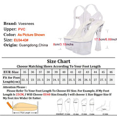 17.5CM Extreme High Heels Glowing Platform Clear Heels Nightclub Sandals For Women Transparent PVC Fashion Model Catwalk Shoes