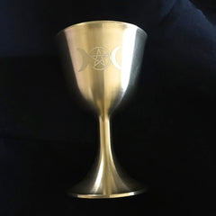Ritual Cup Altar Goblet Wicca Gold Plating Brass Ceremony Moon Divination Astrological Tool Witchcraft Prop Supplies