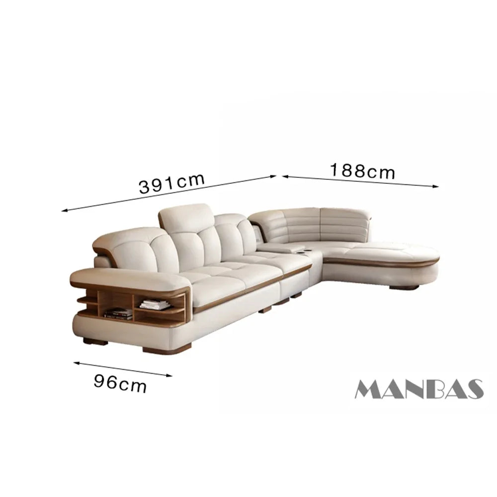Luxury L-Shaped Leather Corner Sofa – Living Room Furniture