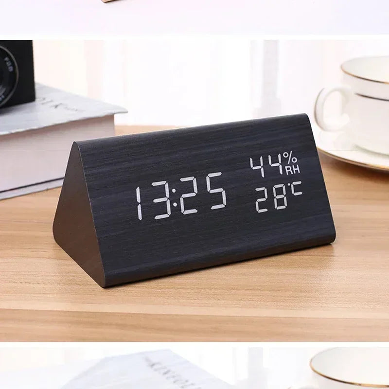 LED Student Alarm Clock Simple Wall Clock Temperature Display Sound Control Table Clock Desktop Home Decor Garden