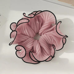 Korean Big Scrunchies – Pink & White Hair Bands for Women