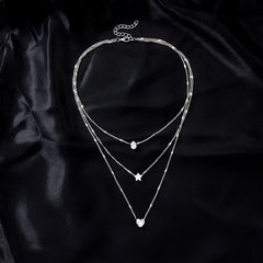 Trendy Zircon Pendant Necklace Multilayer Chain Choker Fashion Female Party Shiny Jewelry Gift