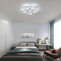 LED Ceiling Lamp, 45W Modern LED Ceiling Light Dimmable with Remote Control, White 5 Petal Heads Acrylic Ceiling Lamp