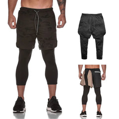 2 in 1 Compression Pants Mens basketball shorts Leggings sport Running Shorts High Elastic Dry Fit Training Tights Jogging Pants