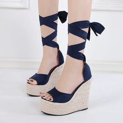 Women's wedge Espadrille Ankle Strap Sandals Comfortable Ladies Womens Casual Shoes Breathable Flax Hemp Canvas Pumps