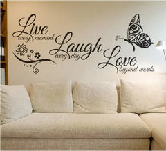 Live Laugh Love Butterfly Flower Wall Art Sticker Modern Wall Decals Quotes Vinyls Stickers Wall Stickers Home Decor Living Room