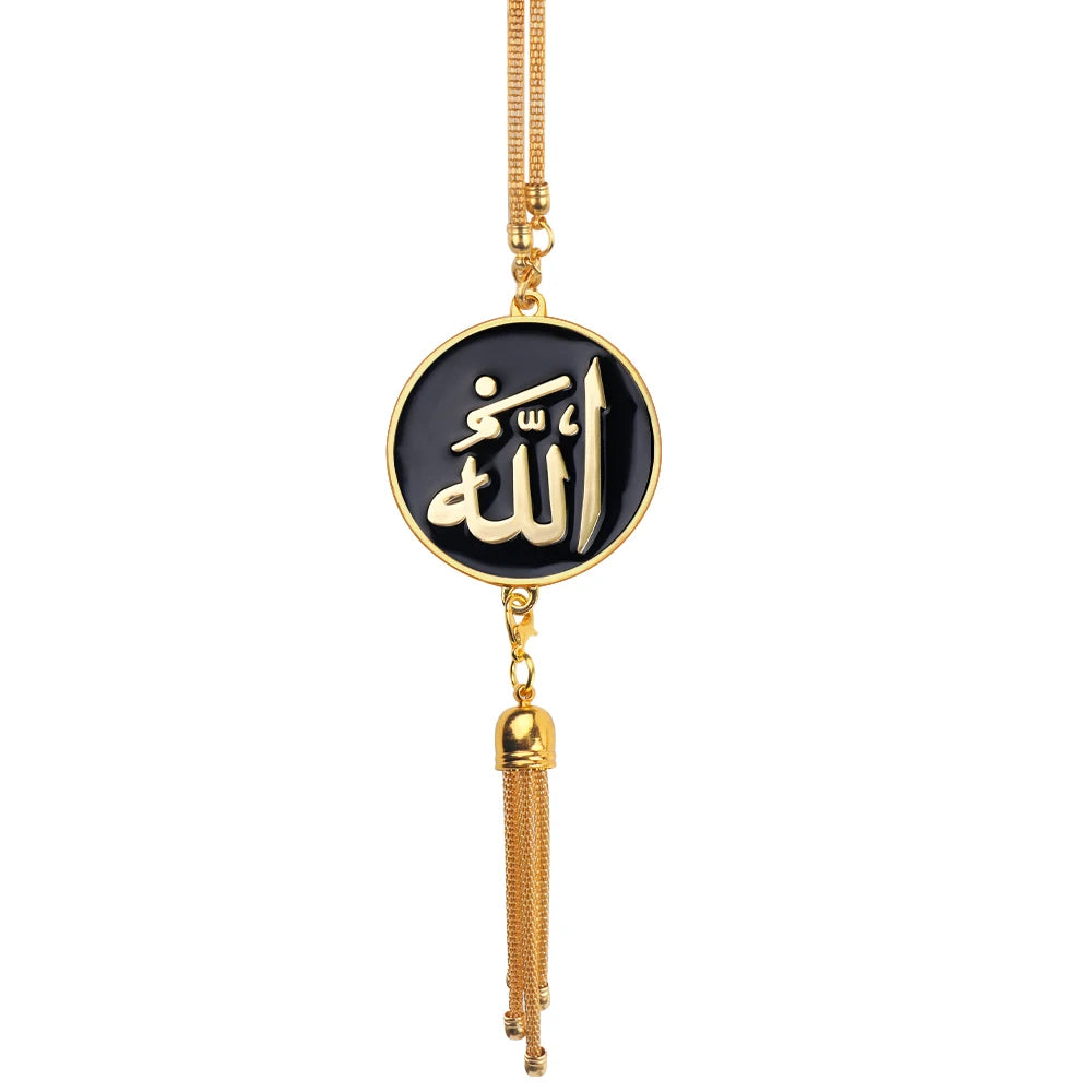 Car Interior Rearview Mirror Pendant Arabic Gold-Color Muslim Islamic God Allah Hanging Ornaments Auto Decoration Pendants Gift
